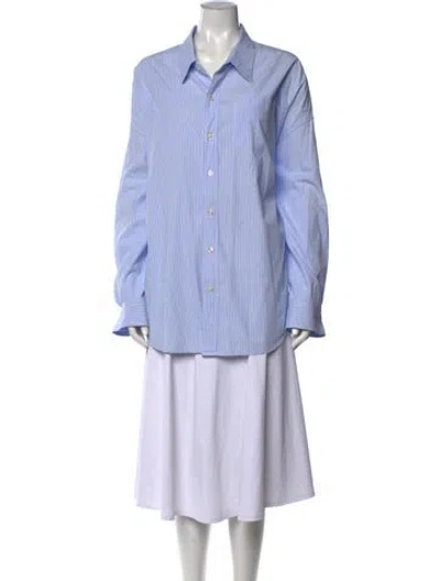 Pre-owned R13 Striped Long Sleeve Button-up Top In Blue