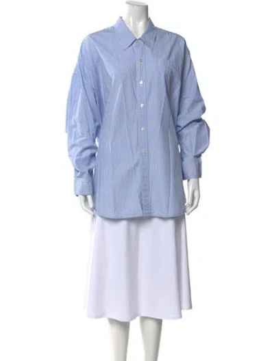 Pre-owned R13 Striped Long Sleeve Button-up Top In Blue