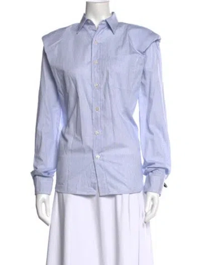Pre-owned R13 Striped Long Sleeve Button-up Top In Blue