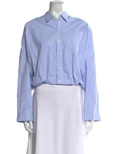Pre-owned R13 Striped Long Sleeve Button-up Top In Blue