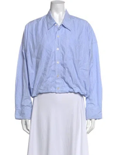 Pre-owned R13 Striped Long Sleeve Button-up Top In Blue