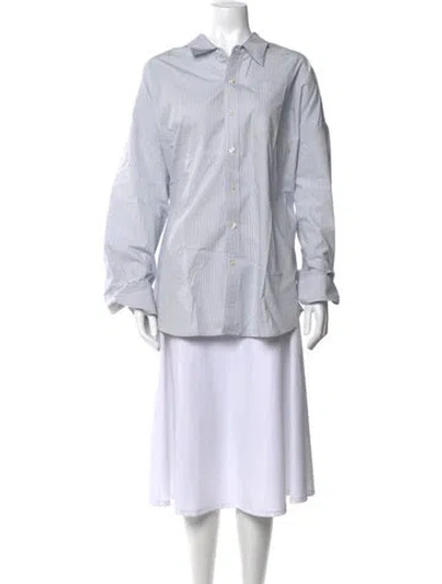 Pre-owned R13 Striped Long Sleeve Button-up Top In Blue