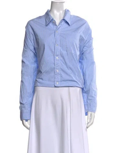 Pre-owned R13 Striped Long Sleeve Button-up Top In Blue