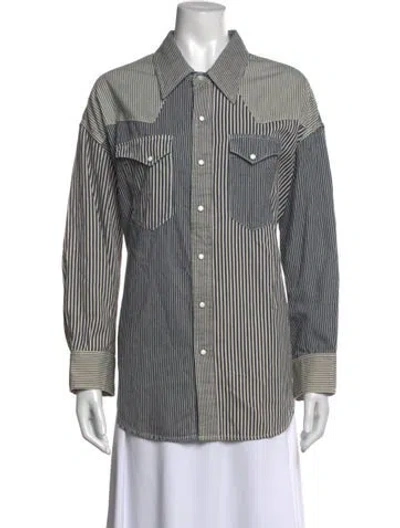 Pre-owned R13 Striped Long Sleeve Button-up Top In Multicolor