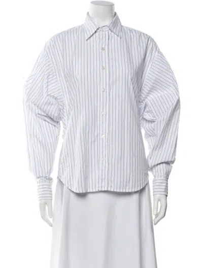 Pre-owned R13 Striped Long Sleeve Button-up Top In White