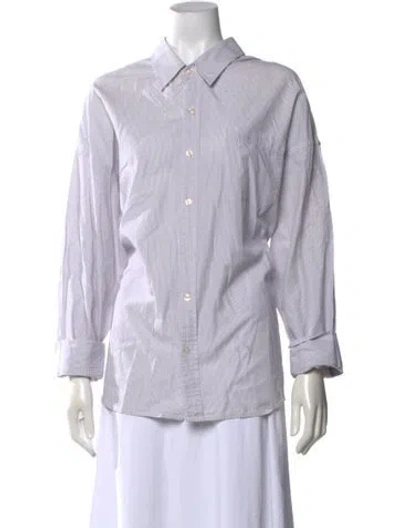 Pre-owned R13 Striped Long Sleeve Button-up Top In White