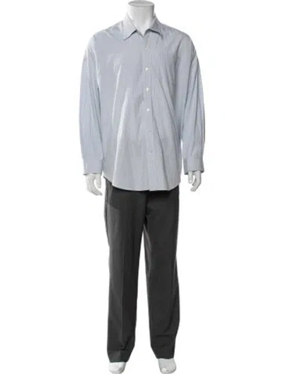 Pre-owned R13 Striped Long Sleeve Dress Shirt In Blue