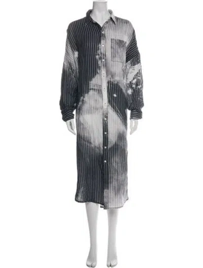 Pre-owned R13 Striped Midi Length Dress In White