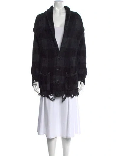 Pre-owned R13 Striped Open Front Sweater In Black