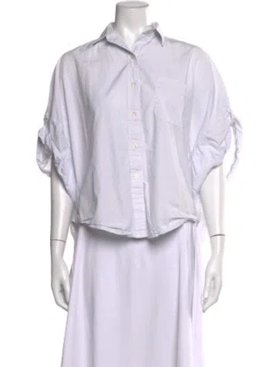 Pre-owned R13 Striped Short Sleeve Button-up Top In White