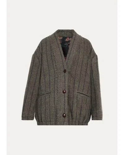 R13 Striped Virgin Wool Cardigan In Green
