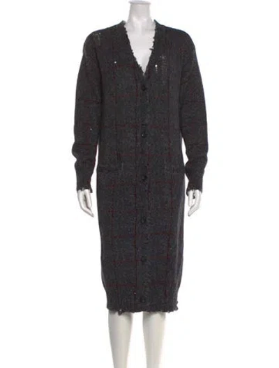 Pre-owned R13 Striped V-neck Sweater In Gray