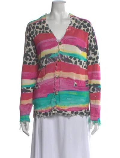 Pre-owned R13 Striped V-neck Sweater In Green