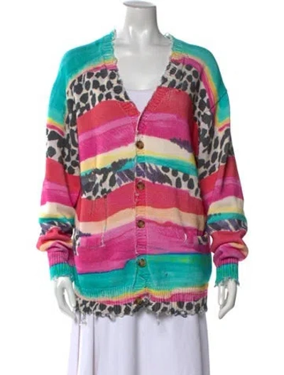 Pre-owned R13 Striped V-neck Sweater In Pink