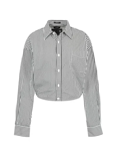 R13 Stripe-print Cropped Shirt In Black