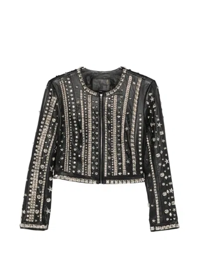 R13 Studded Striped Jacket In Black
