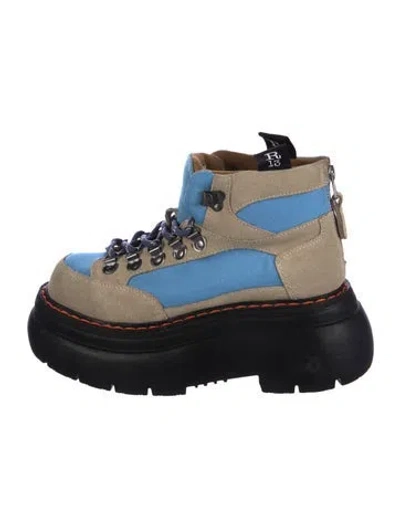 Pre-owned R13 Suede Colorblock Pattern Boots In Blue