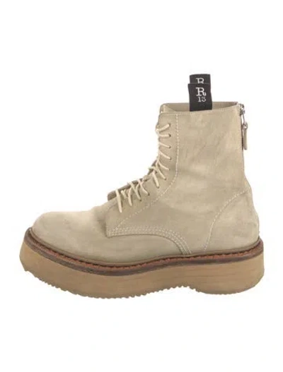 Pre-owned R13 Suede Combat Boots In Neutral
