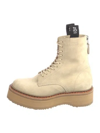 Pre-owned R13 Suede Combat Boots In Neutral