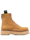 R13 Suede Combat Boots In Neutrals