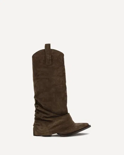 R13 Suede Cowboy Boots In Brown