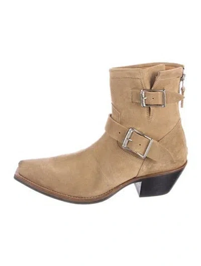 Pre-owned R13 Suede Moto Boots In Neutral