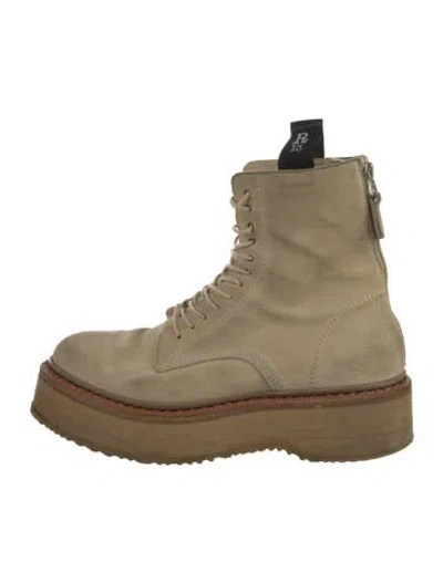 Pre-owned R13 Suede Whipstitch Trim Hiking Boots In Green