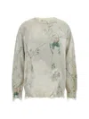 R13 Floral Distressed Cotton Sweater In Cream Bleached Floral