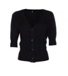 R13 Elbow Sleeve Split Hem Cardigan In Black