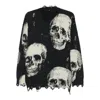 R13 Skull-motif Frayed Sweater In Black