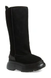 R13 Tall Chunky Genuine Shearling Lined Boot In Black
