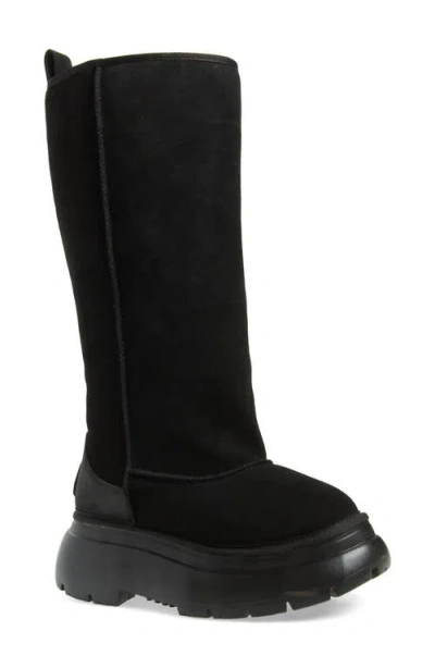 R13 Tall Chunky Genuine Shearling Lined Boot In Black