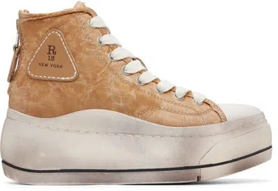 R13 Tan Kurt High Top Sneakers In Brown