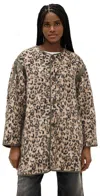 R13 Convertible Faux Leather-trimmed Leopard-print Brushed Wool-blend Coat In Wooly Leopard