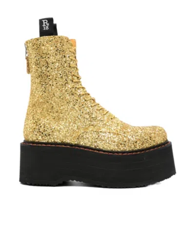 R13 Thick Sole Short Boot In Brown