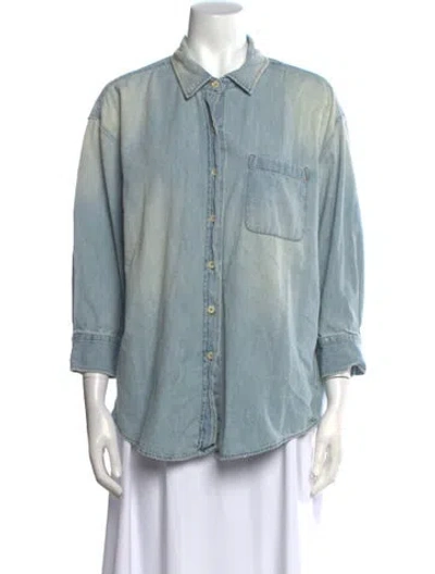 Pre-owned R13 Three-quarter Sleeve Button-up Top In Blue