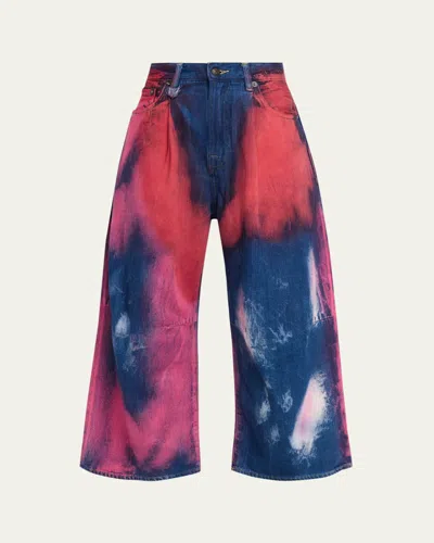 R13 Tie-dye Cropped Wide-leg Jeans In Multi