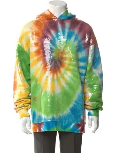 Pre-owned R13 Tie-dye Print Crew Neck Hoodie In Green