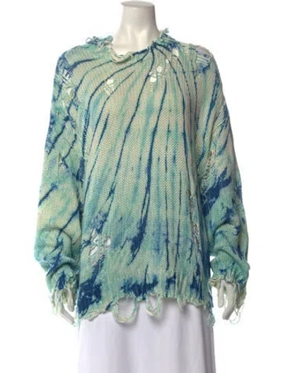 Pre-owned R13 Tie-dye Print Crew Neck Sweater In Blue