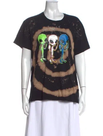 Pre-owned R13 Tie-dye Print Crew Neck T-shirt In Black