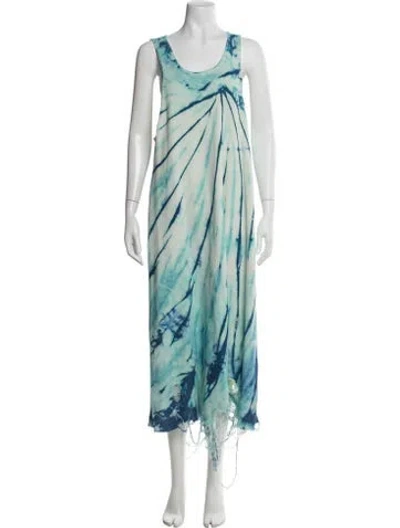 Pre-owned R13 Tie-dye Print Long Dress In Blue