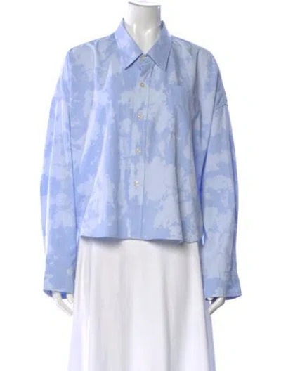 Pre-owned R13 Tie-dye Print Long Sleeve Button-up Top In Blue