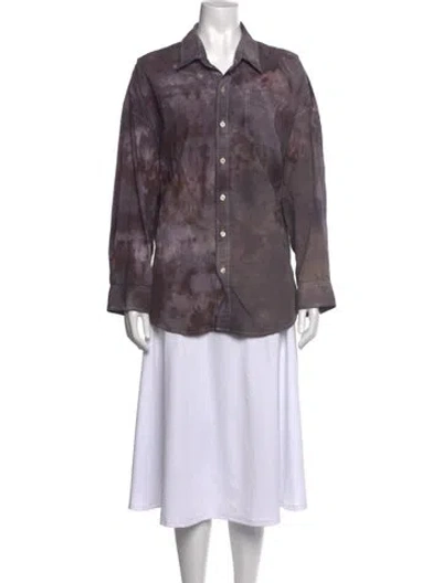 Pre-owned R13 Tie-dye Print Long Sleeve Button-up Top In Purple