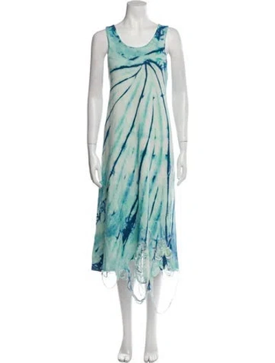 Pre-owned R13 Tie-dye Print Midi Length Dress In Blue