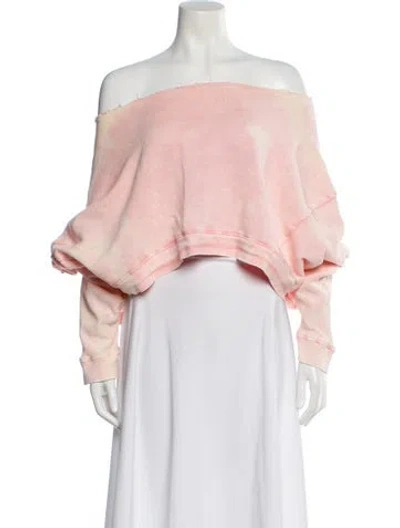 Pre-owned R13 Tie-dye Print Off-the-shoulder Crop Top In Pink