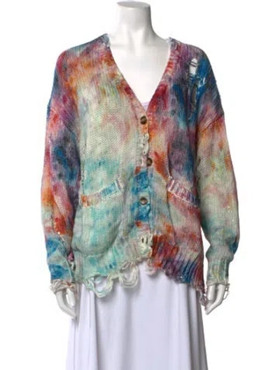 Pre-owned R13 Tie-dye Print V-neck Sweater In Neutrals