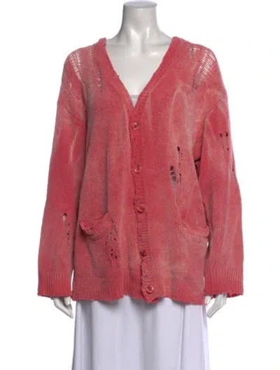 Pre-owned R13 Tie-dye Print V-neck Sweater In Pink