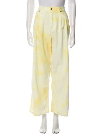 Pre-owned R13 Tie-dye Print Wide Leg Pants In Yellow