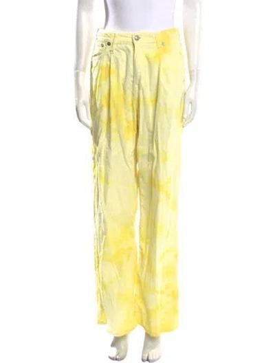 Pre-owned R13 Tie-dye Print Wide Leg Pants In Yellow