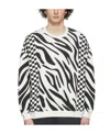 R13 Tiger Stripe Checkerboard Pattern Sweatshirt In White